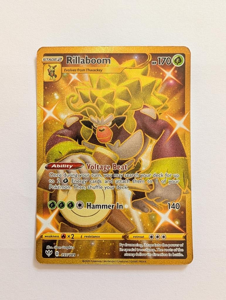 Pokémon kaart - Rillaboom 197/189, Ophalen of Verzenden, Zo goed als nieuw, Losse kaart, Foil