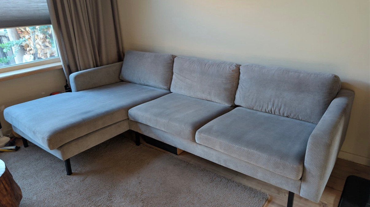Chaise longue hoekbank., Ophalen, Gebruikt, Vierpersoons of meer, Stof