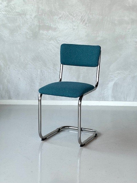 Retro sledestoelen nieuw eetkamerstoelen petrol prijs p/stuk, Overige kleuren, ., Overige materialen, Vintage