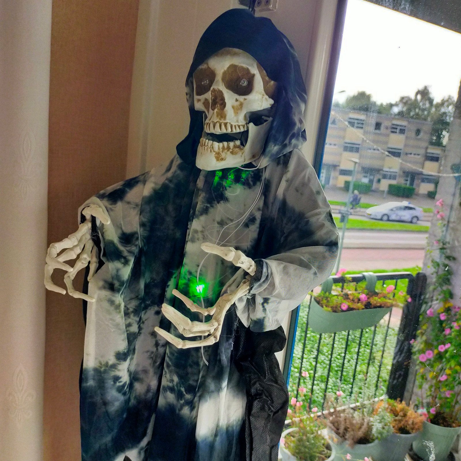 Halloween skelet decoratie met licht en geluid, Ophalen, Gebruikt, Versiering, Halloween of Griezel