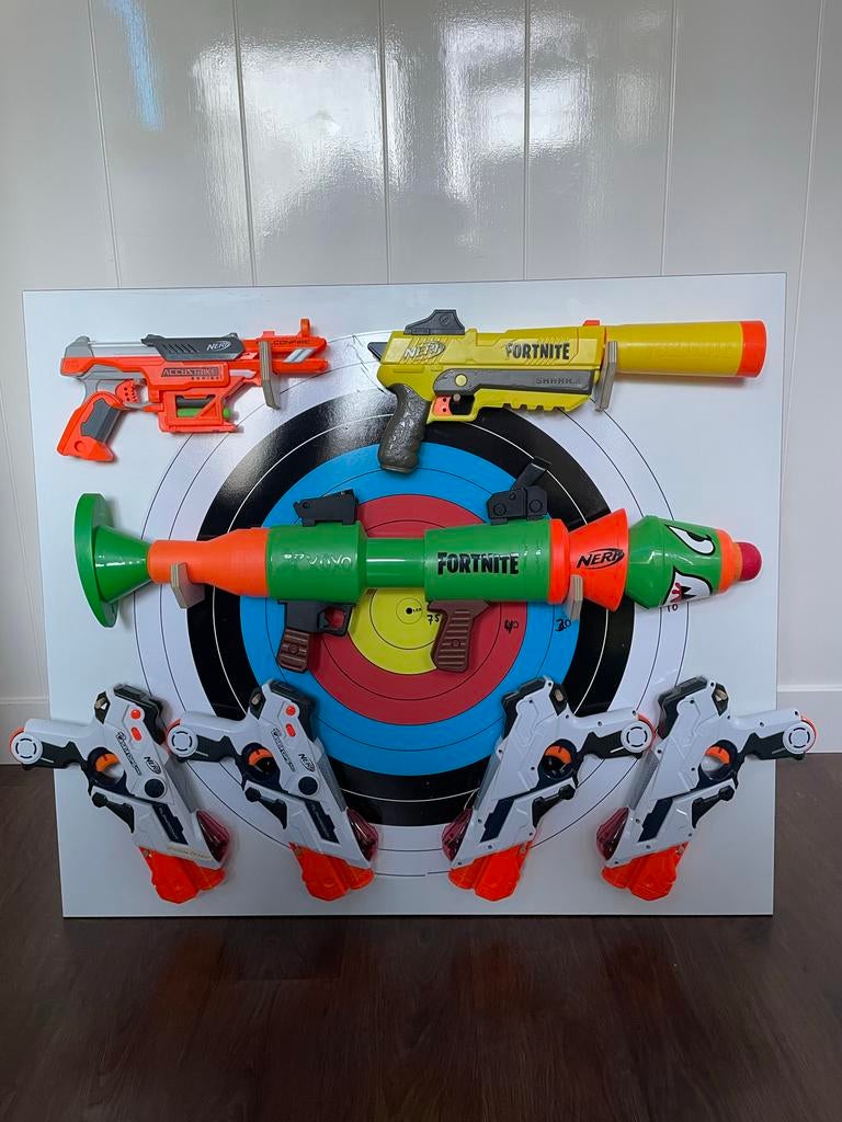 NERF Wapens - Complete Set - op wandbord schietschijf, Ophalen, Gebruikt, Jongen of Meisje
