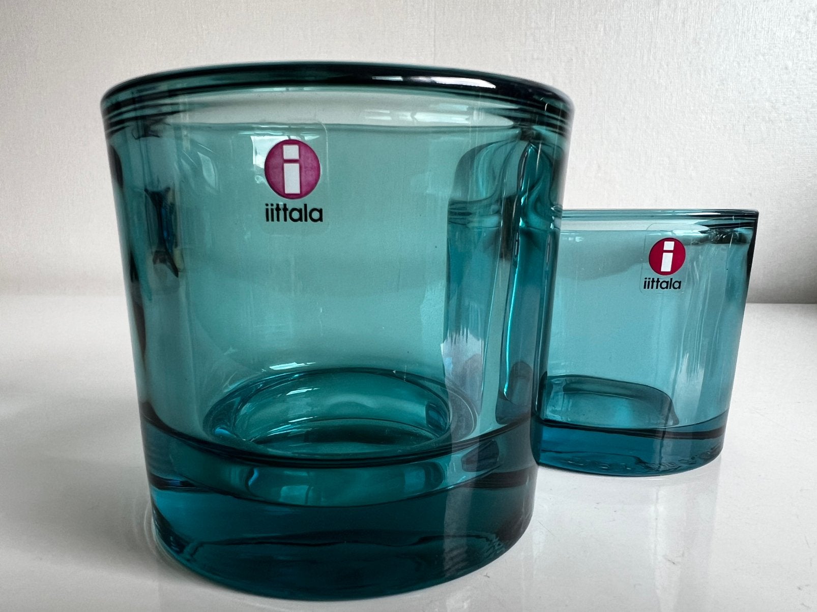 Iittala Kivi Glas Kandelaar Seablue 80 mm 2002, Waxinelichthouder, Ophalen of Verzenden, Iittala, Glas