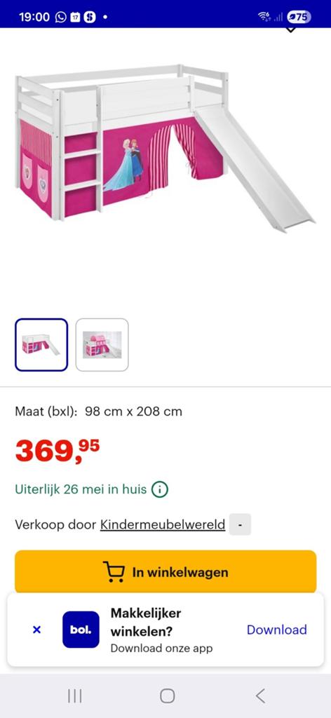 Halfhoogslaper Frozen roze, Ophalen of Verzenden, Eenpersoons, 190 cm of minder, Hoogslaper