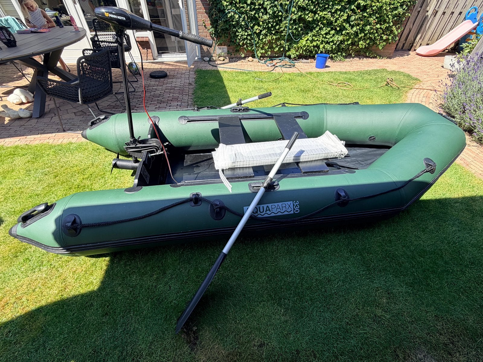 Aquaparx opblaasboot met Minn Kota elektromotor, Watersport en Boten, Kano's, Ophalen, Zo goed als nieuw, Overige typen