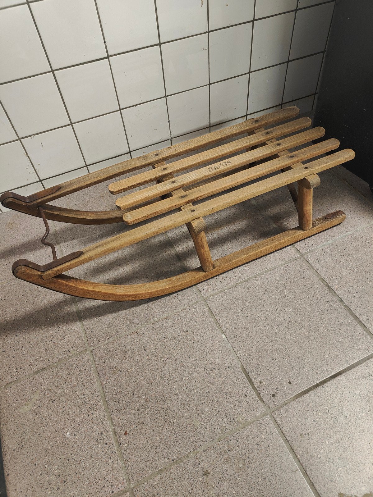 Vintage Davos Houten Slee - Klassiek en Duurzaam, Kinderen en Baby's, Ophalen, Gebruikt, Hout
