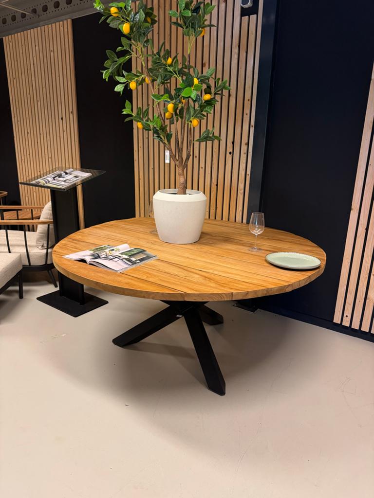 Belito Saar ronde tafel 160 cm, showroommodel, Huis en Inrichting, Ophalen of Verzenden, Zo goed als nieuw, Rond, 150 tot 200 cm