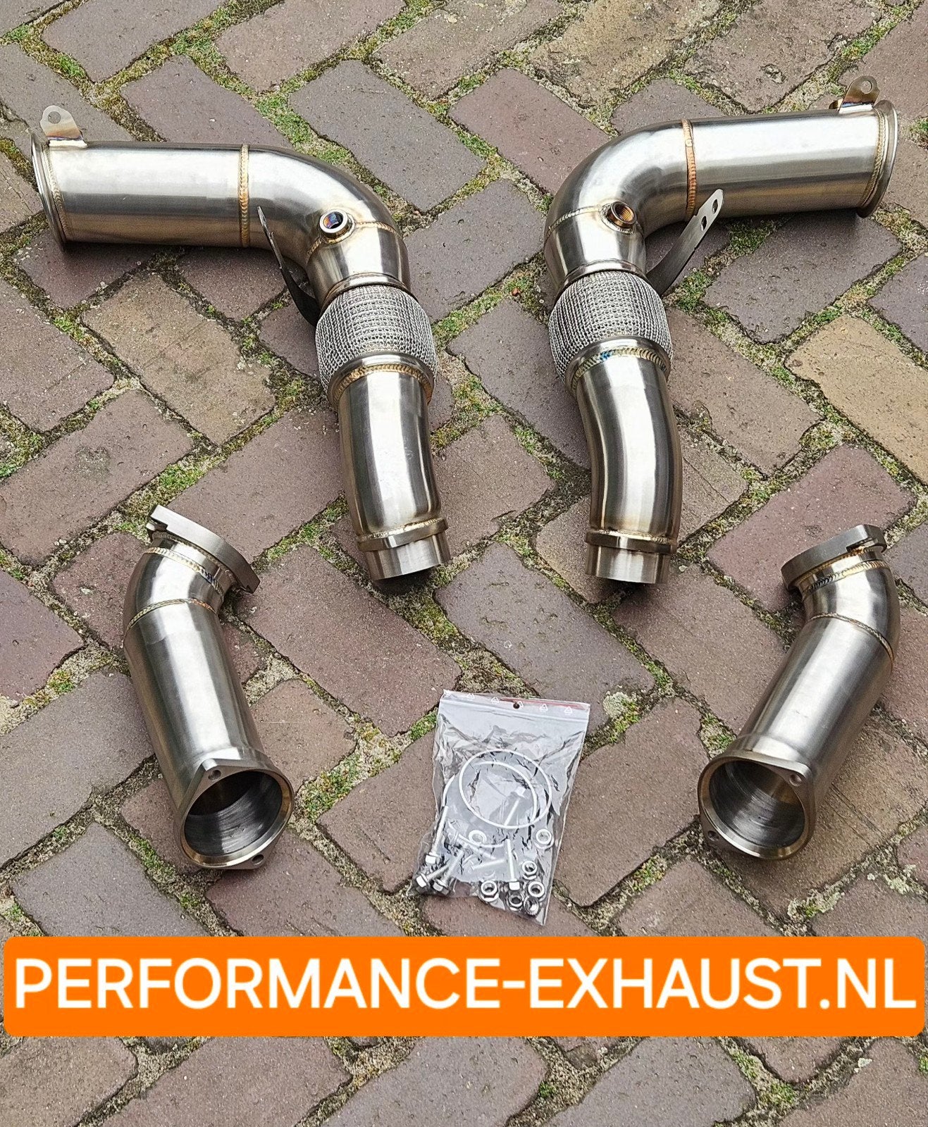 Uitlaat rvs downpipe set BMW M5 G90 S68 4.4L 2024+ ZIE ADV, Ophalen of Verzenden, PERFORMANCE-EXHAUST.NL, INFO@PERFORMANCE-EXHAUST.NL