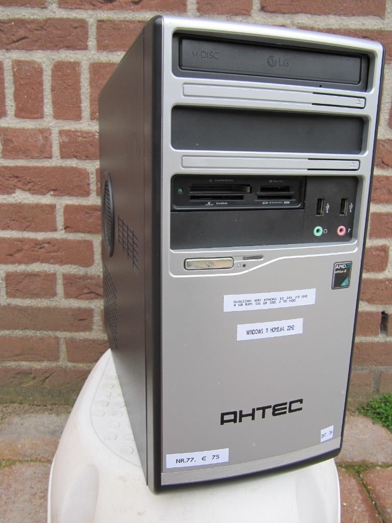 (77)DualCore Amd Athlon2.X2. 245. 2,9 Ghz,4 gb,SSD,2 Tb HDD, Ophalen of Verzenden, Zo goed als nieuw