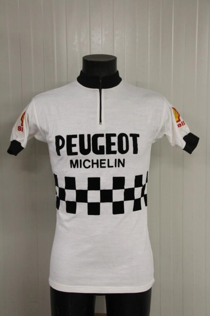 vintage ''wollen'' wielershirt PEUGEOT Shell / koerstrui, Fietsen en Brommers, Fietsaccessoires | Fietskleding, Zo goed als nieuw