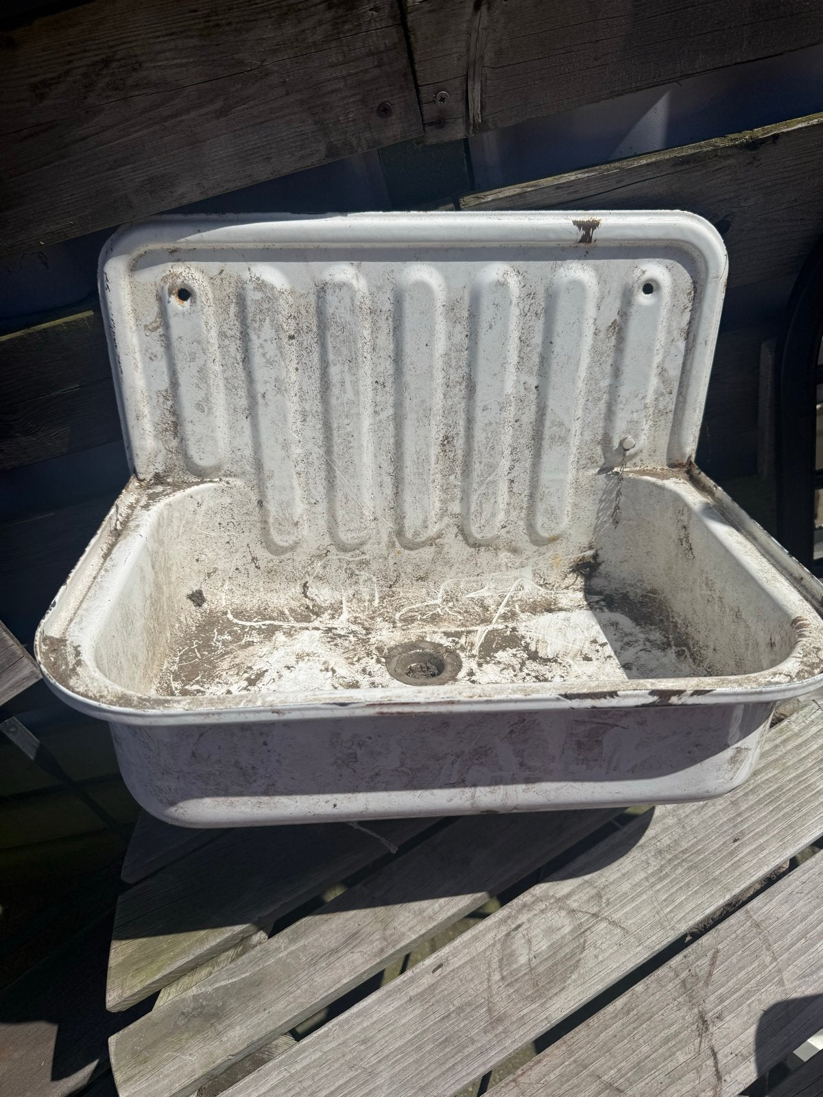 Oude emaille wasbak, vintage spoelbak, Ophalen of Verzenden