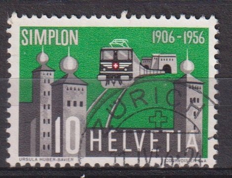 Zwitserland 1956 Simplontunnel 50 jaar Trein, Verzenden, Gestempeld, Treinen