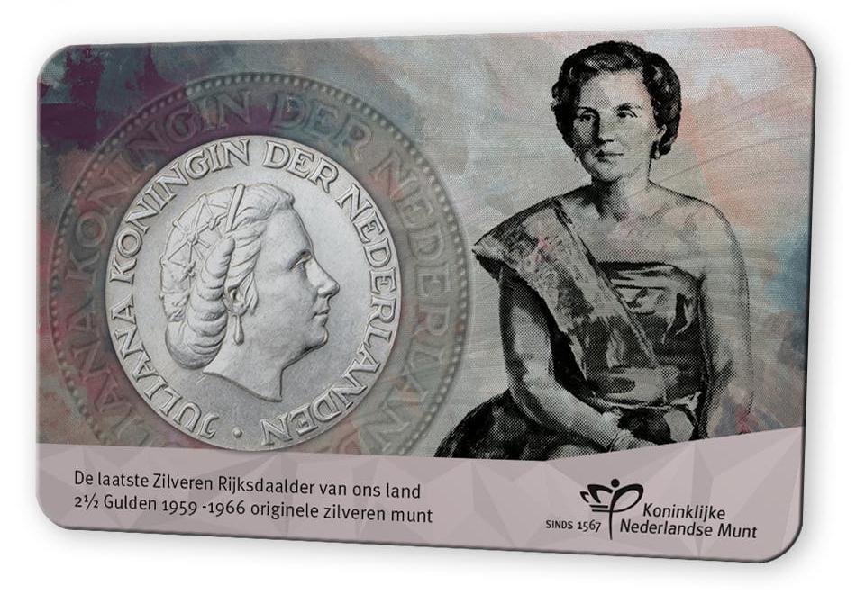 Rijksdaalder Coincard 1959 Juliana 2½ Gulden Zilver zilveren, Postzegels en Munten, Munten | Nederland, Koningin Juliana, Zilver