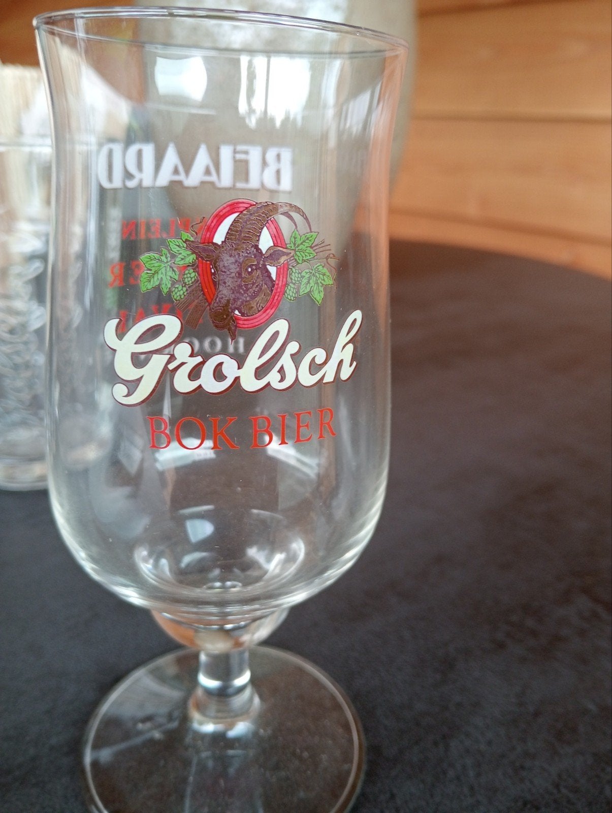 Grolsch bokbier glas dubbeldruk, Verzamelen, Ophalen of Verzenden, Zo goed als nieuw, Glas of Glazen, Grolsch