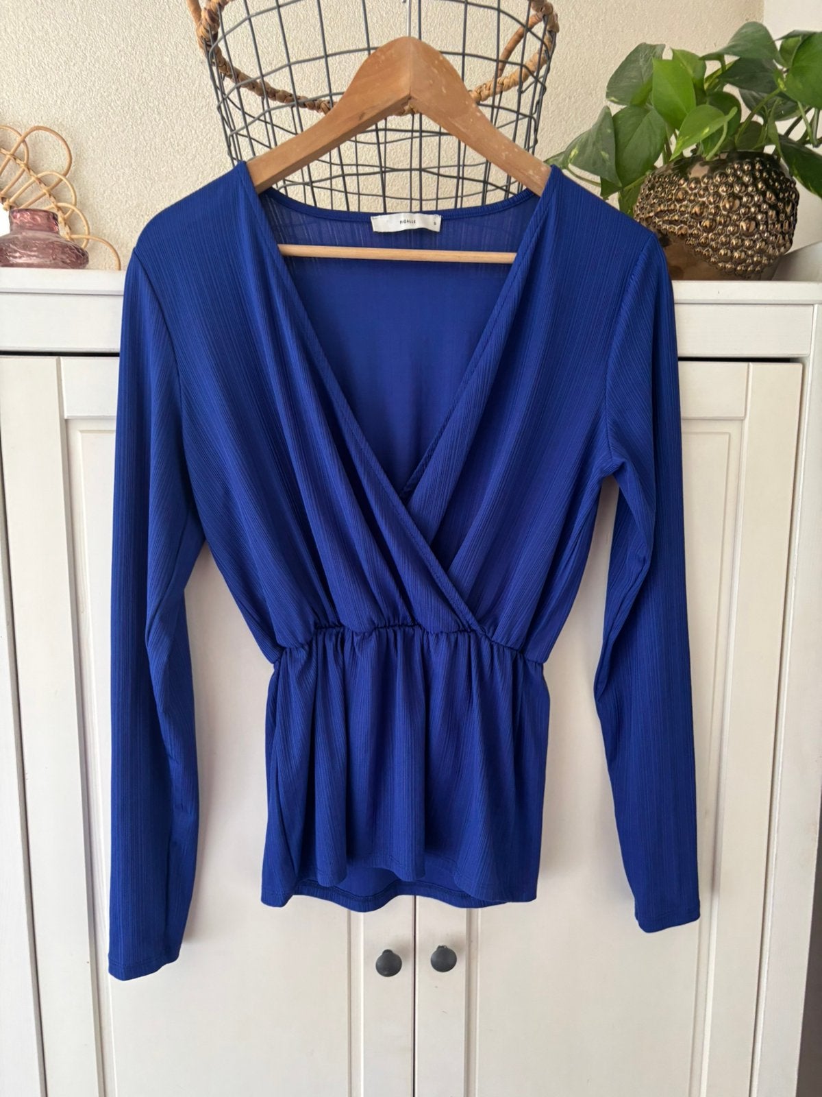 Pigalle koningsblauwe peplum top maat S, Blauw, Ophalen of Verzenden, Zo goed als nieuw, Lange mouw