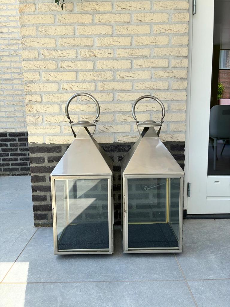 2 Luxe grote lantaarns / windlichten, Ophalen, Overige kleuren, Zo goed als nieuw, Metaal