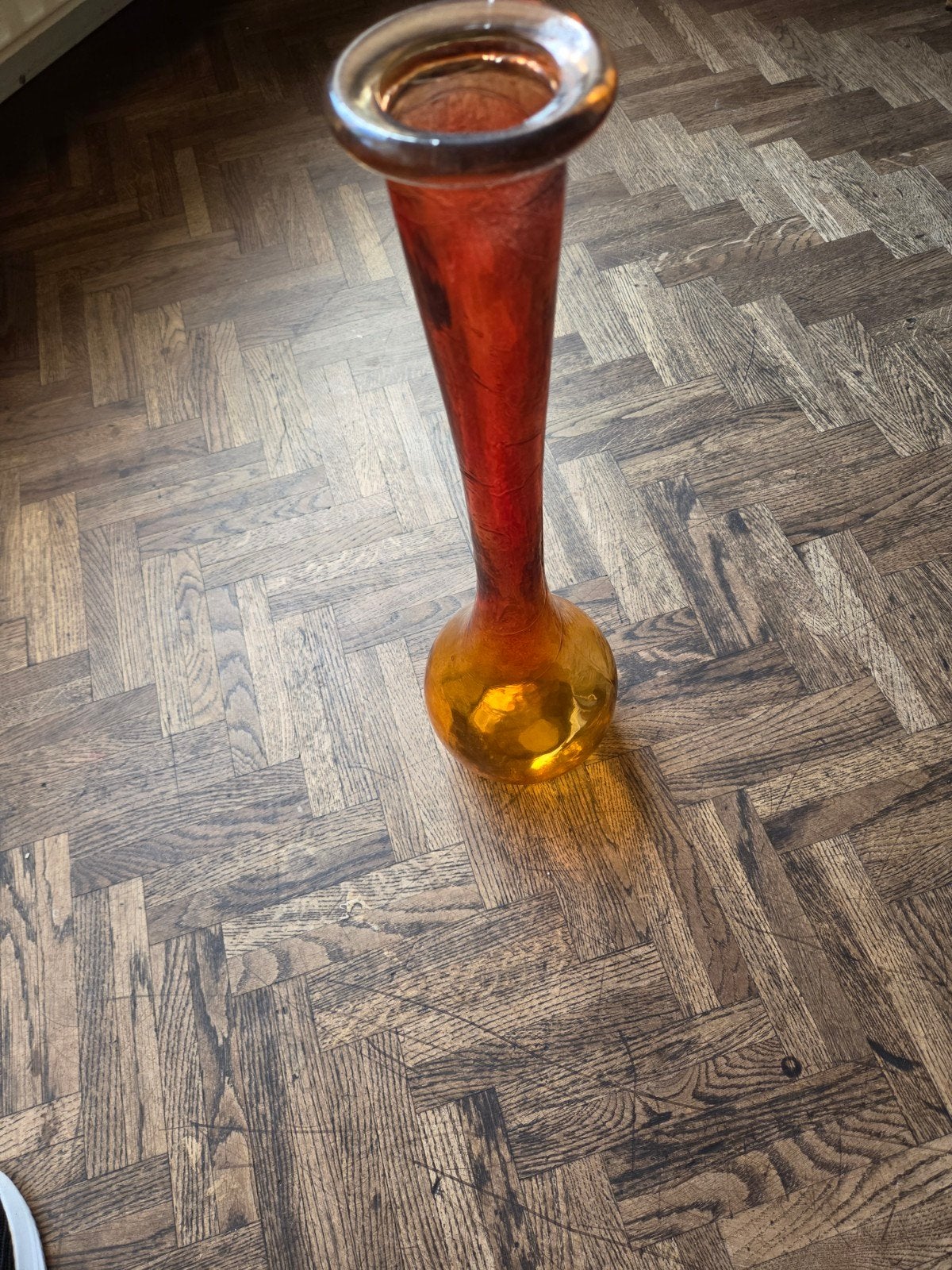 Vintage glazen vaas - Oranje/Rood, Ophalen