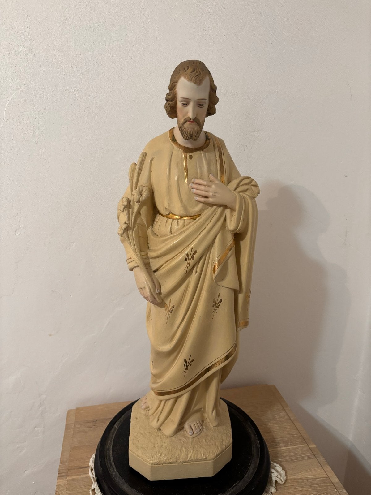 Vintage beeld van Sint Jozef met lelies, Ophalen