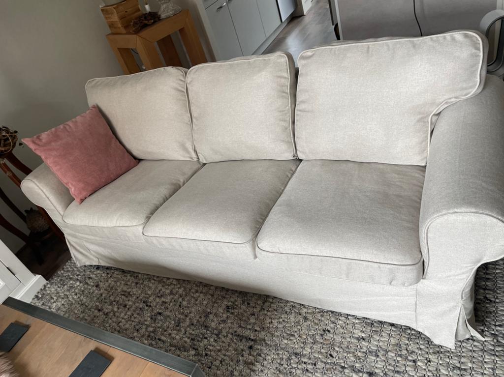 Ikea Ektorp kussens., Huis en Inrichting, Banken | Bankstellen, Gebruikt, Rechte bank, Driepersoons, 200 tot 250 cm, 75 tot 100 cm