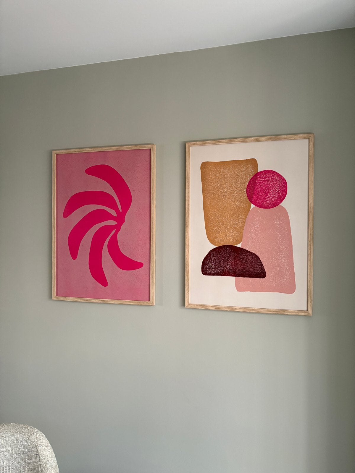 Unieke monoprints van Enkelart (2 stuks) - Inclusief lijst, Antiek en Kunst, Abstract, Papier/karton, Ophalen of Verzenden, Ingelijst