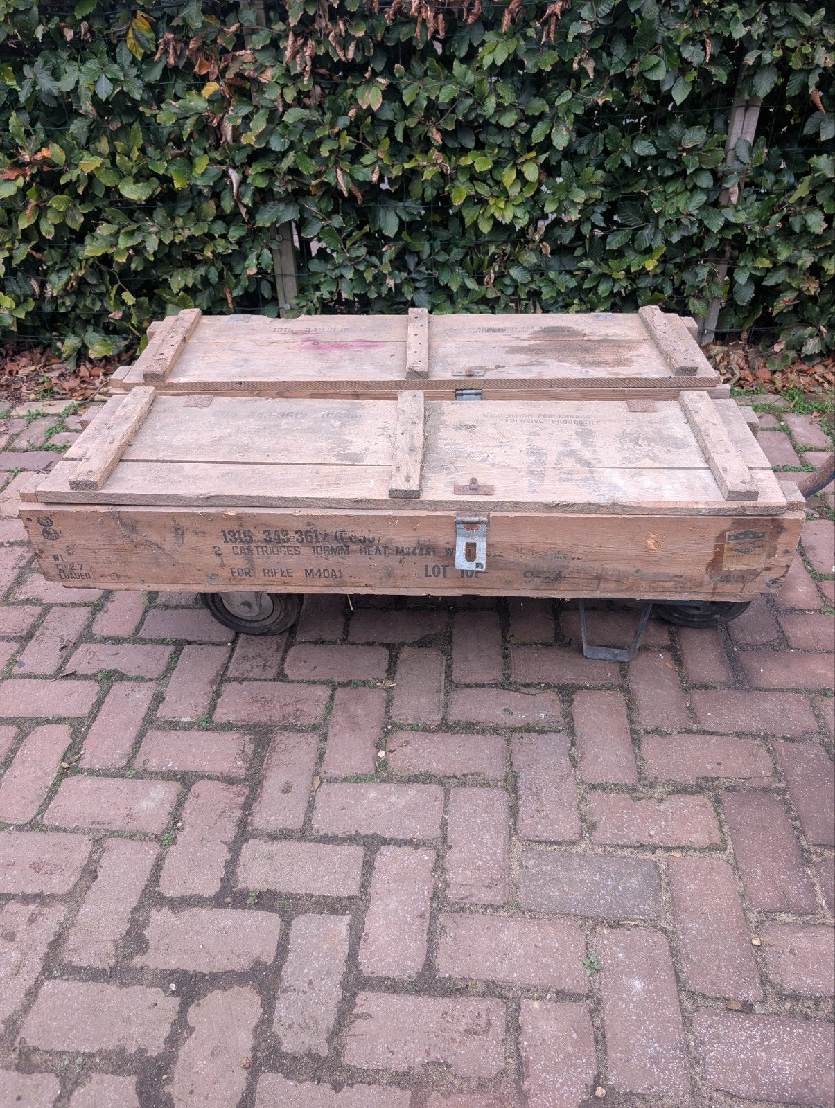 Munitiekisten voor kanon - Vintage Militaria, Verzamelen, Ophalen of Verzenden, Overige soorten, Overige gebieden, Kist of Geocache