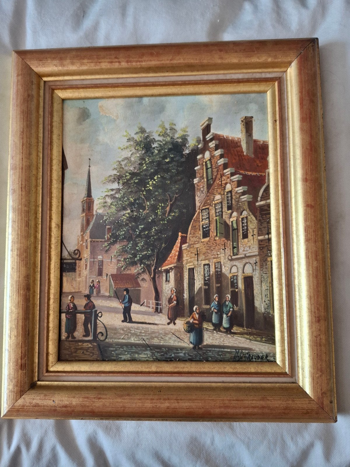 Schilderij M. Schreuder, Paneel, Oud hollands, Ophalen of Verzenden, Handgeschilderd