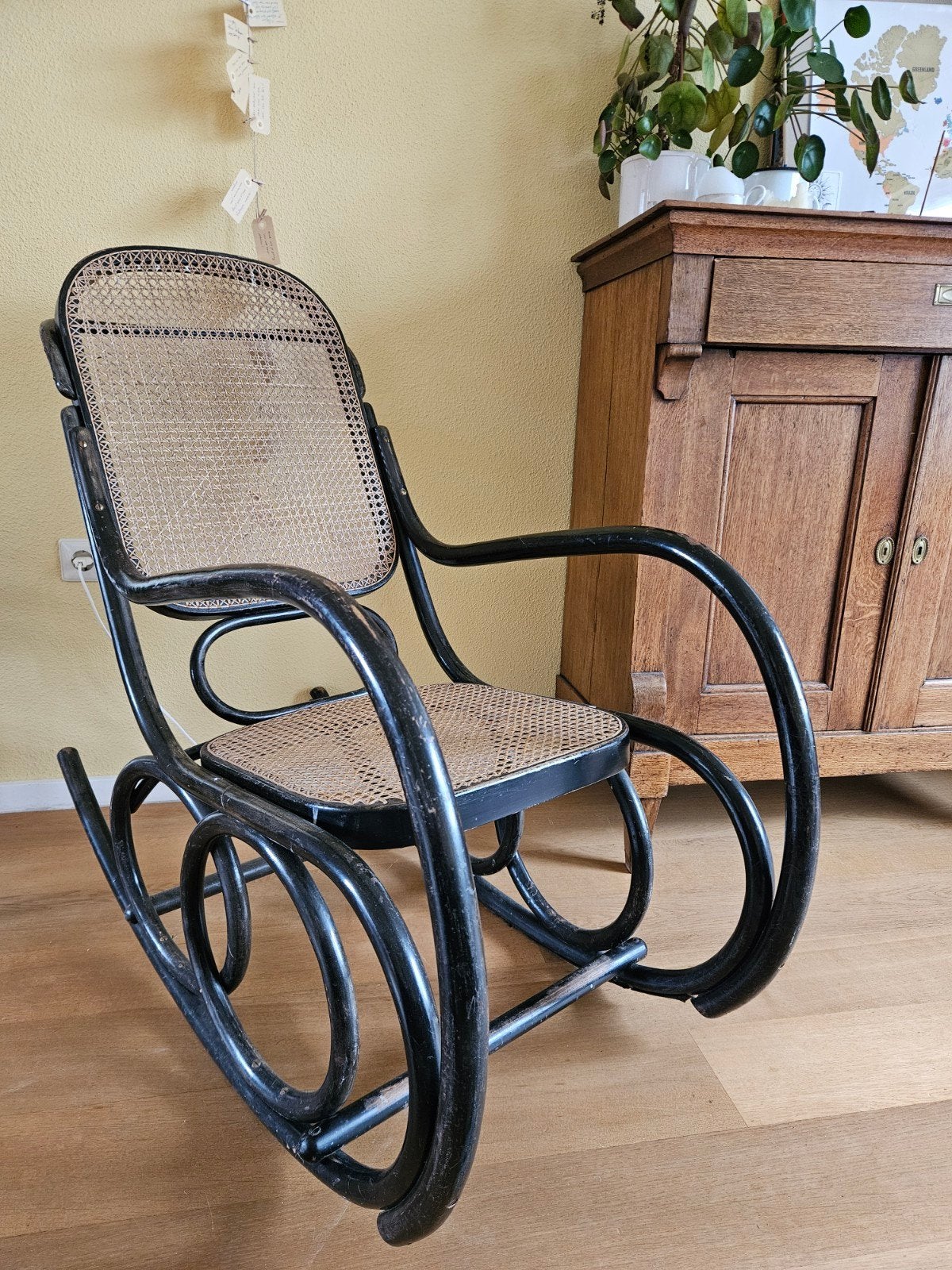 Retro Schommelstoel met Intact Riet, Ophalen