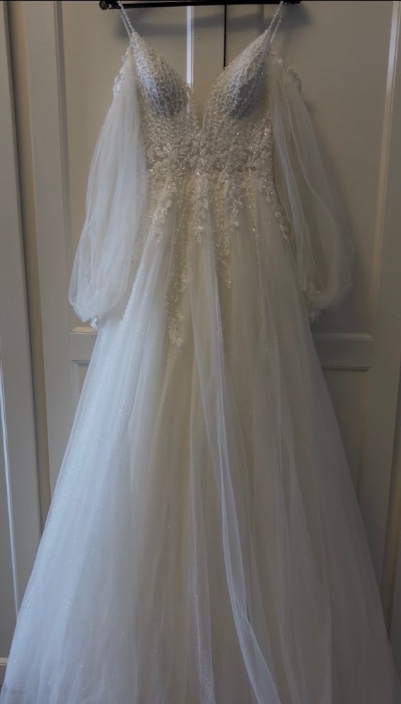 Prachtige trouwjurk a lijn glittertule mooie details, Ophalen, Trouwjurk, Wit, Koonings