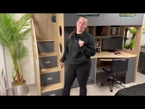 Lolo hoogslaper met bureau en kast - 90x200 - Antraciet, Niet ingevuld, Niet ingevuld, Niet ingevuld