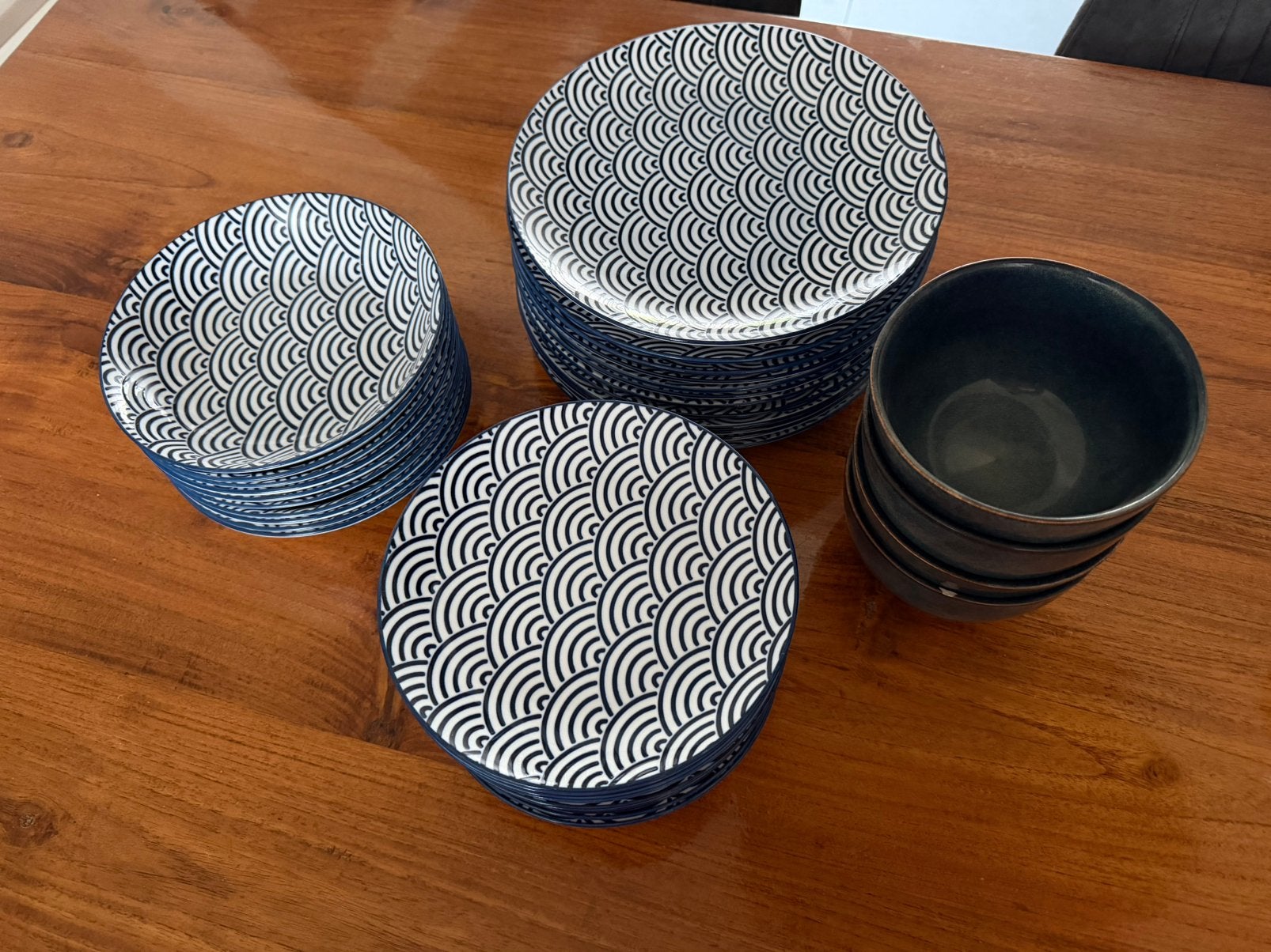 Servies pasta diner en ontbijt borden wit/blauw delftsblauw, Ophalen, Zo goed als nieuw