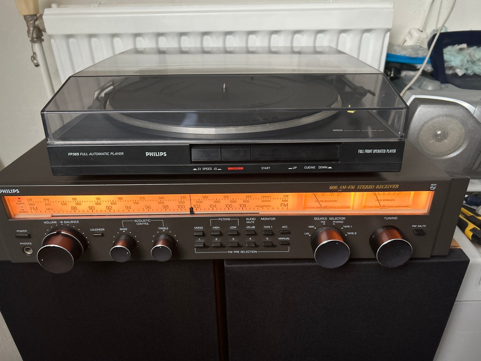 Complete Philips Hifi Set: Versterker, Platenspeler & Speake, Ophalen, Philips, Tuner of Radio, Refurbished