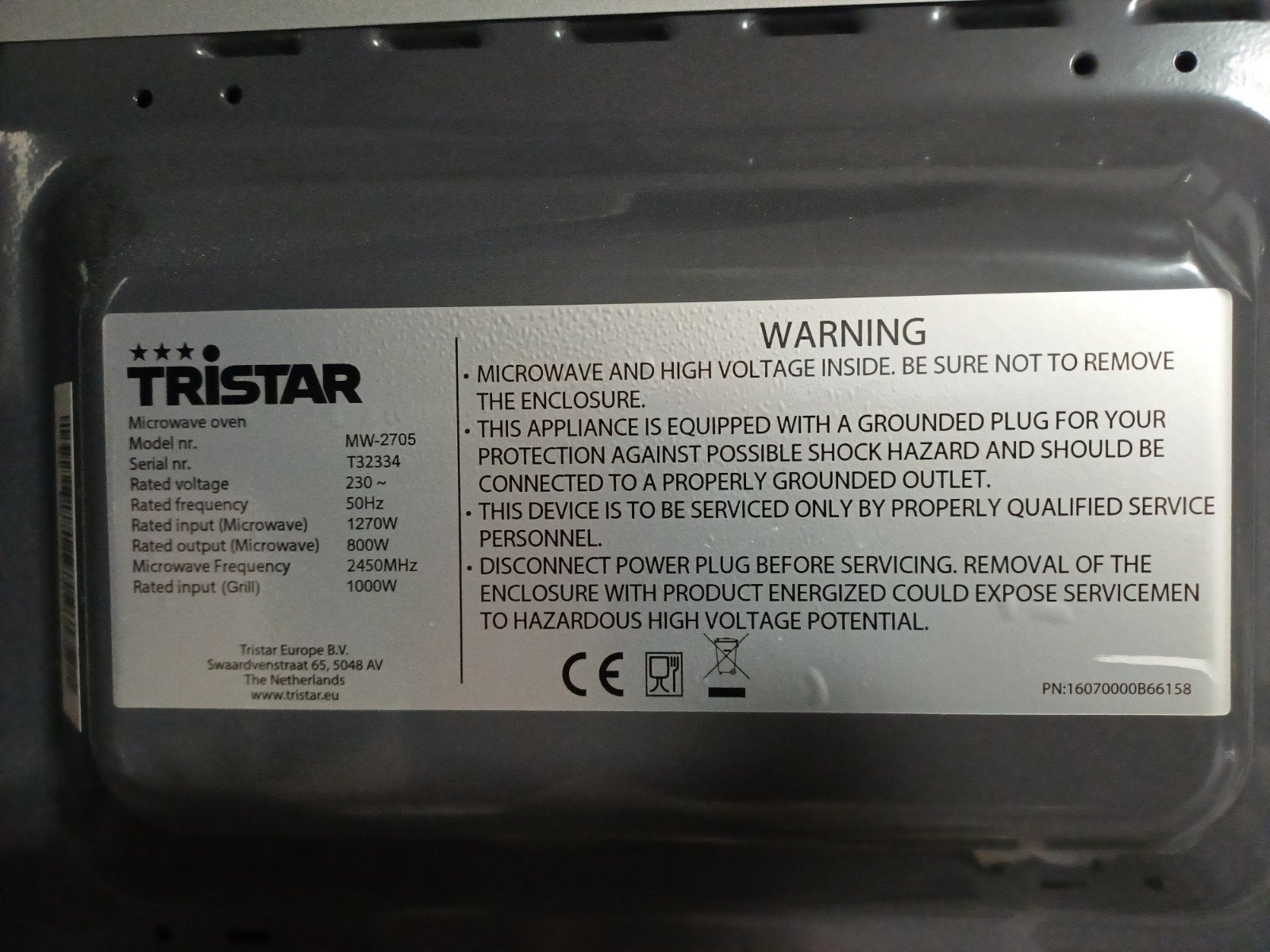 Tristar MW-2705 Combimagnetron - Zo goed als nieuw, Ophalen