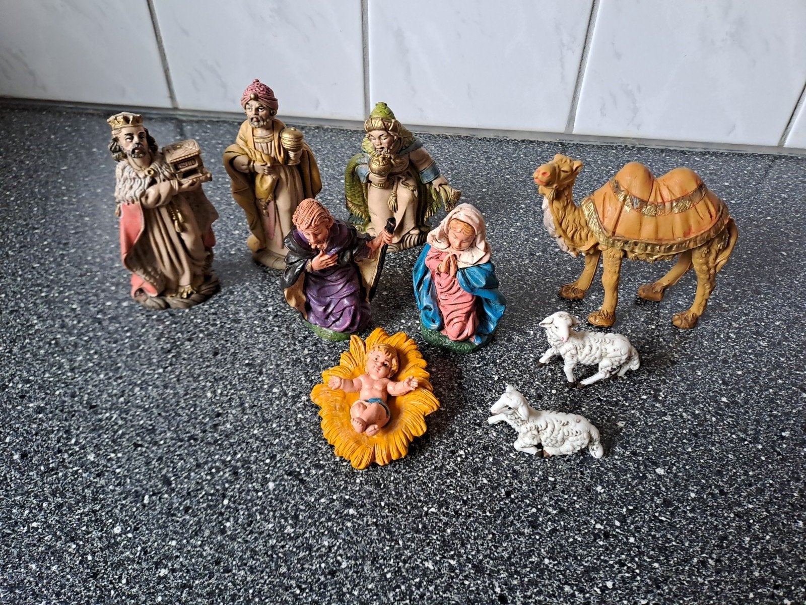 Vintage kerstgroep Italy 9-delig, Diversen, Gebruikt, Onbekend, Ophalen of Verzenden, Onbekend
