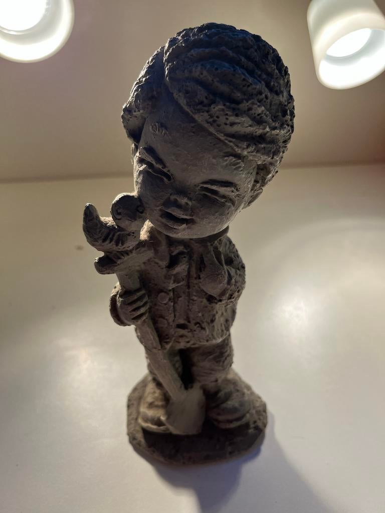 Vintage Beeldje Jongen met Hond - Decoratief, Ophalen of Verzenden, Gebruikt, Mens