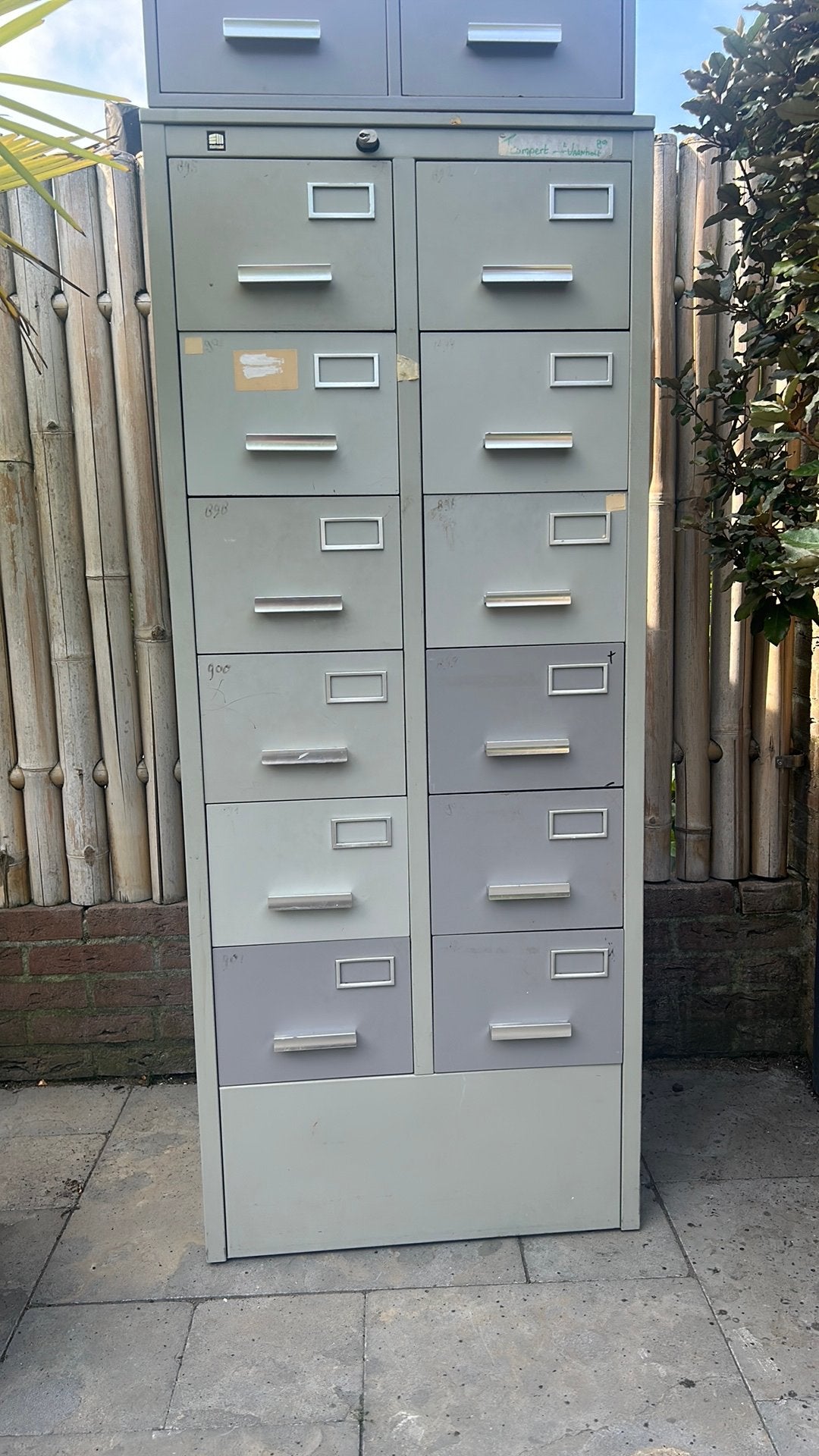 Stalen laden- archiefkast met 12 laden / ladekastje 2 laden, Ophalen, Gebruikt, Meerdere deuren, 50 tot 100 cm