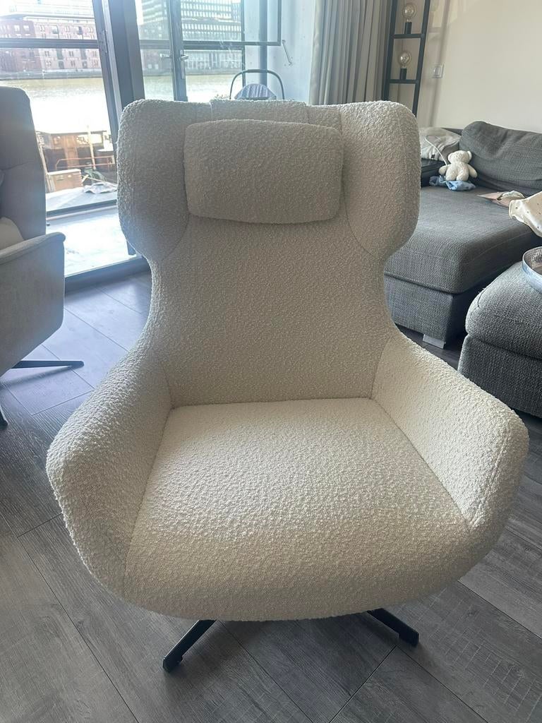 Kave home - zalina draaistoel - wit bouclé en staal, Ophalen, Overige materialen, Wit, Nieuw