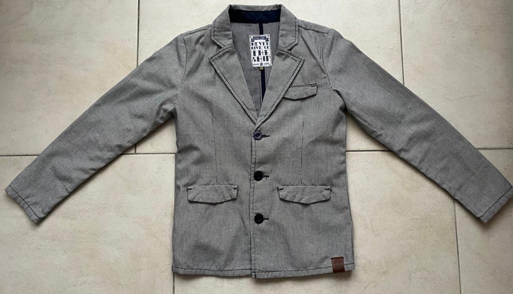 ZGAN Blauw wit gestreepte blazer jasje 152 158 Rumbl Royal, Kinderen en Baby's, Kinderkleding | Maat 152, Royal Rumbl, Ophalen of Verzenden