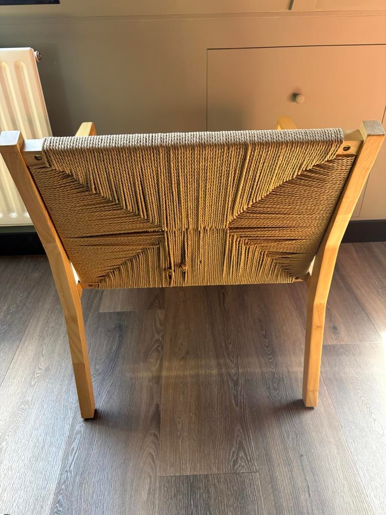 Stijlvolle fauteuil van Kwantum met geweven zitting, Huis en Inrichting, Ophalen, 75 tot 100 cm, Zo goed als nieuw, 50 tot 75 cm