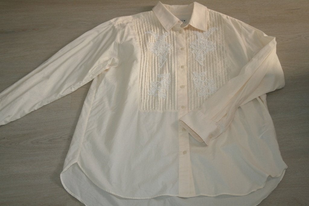 Zara katoen blouse kleur creme mt 42 L, Verzenden, Maat 42/44 (L), Zo goed als nieuw, Wit