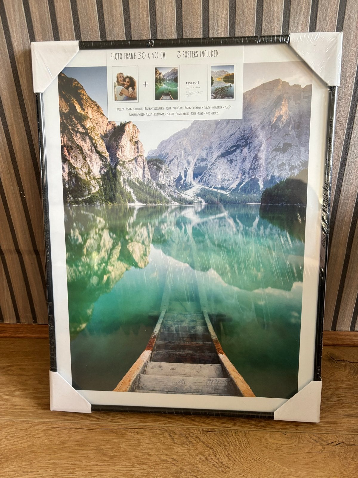 Fotolijst 30x40 cm met 3 posters - Nieuw in verpakking, Kunststof, Nieuw, Ophalen of Verzenden, Fotolijst