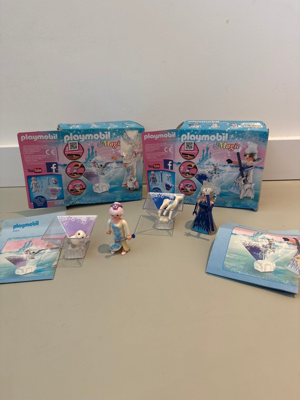 Playmobil Magic 9350 9351 IJsprinses& IJskoningin met dieren, Complete set, Fantasy, Ophalen of Verzenden, Zo goed als nieuw