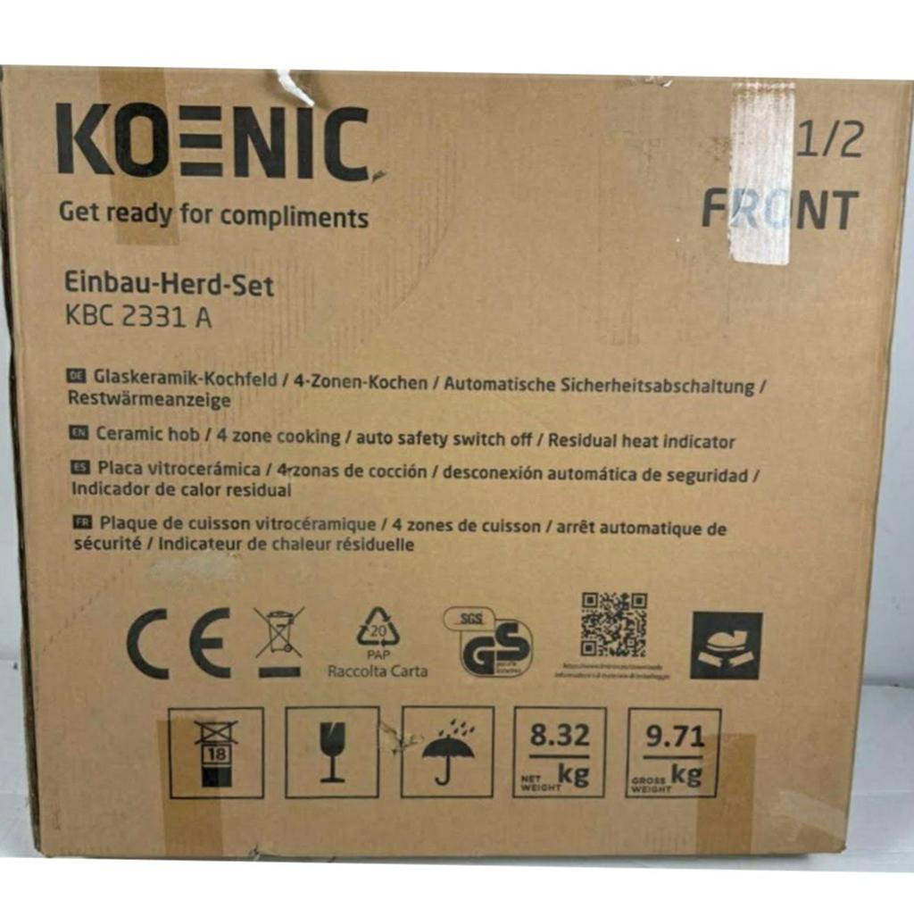 Keramische inbouw kookplaat T.b.v. KOENIC KBC 2331 A, Keramisch, Nieuw, Inbouw, 4 kookzones
