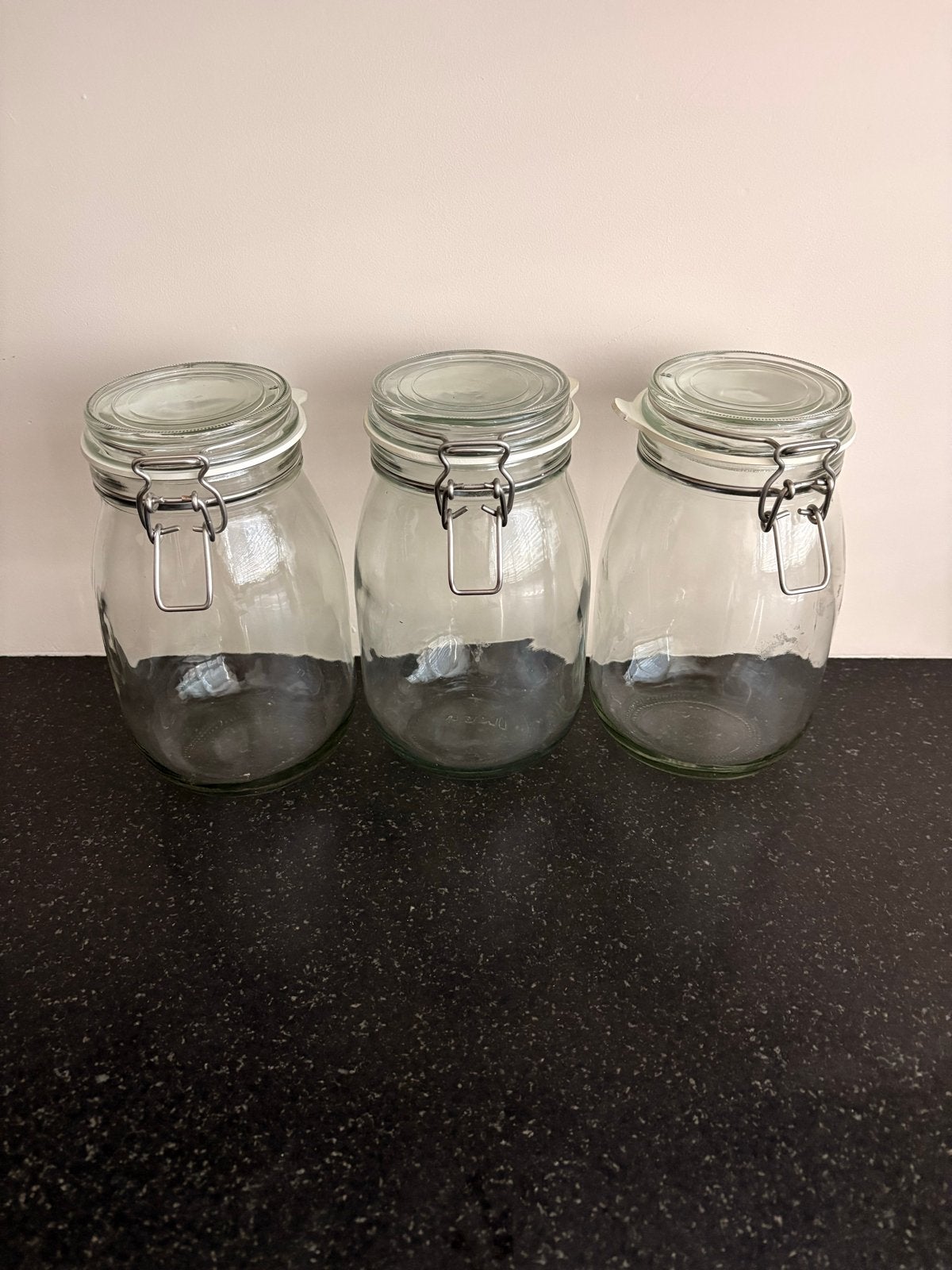 Ikea Korken - 3 glazen voorraadpotten met beugelsluiting, Huis en Inrichting, Ophalen, Glas, IKEA, Zo goed als nieuw