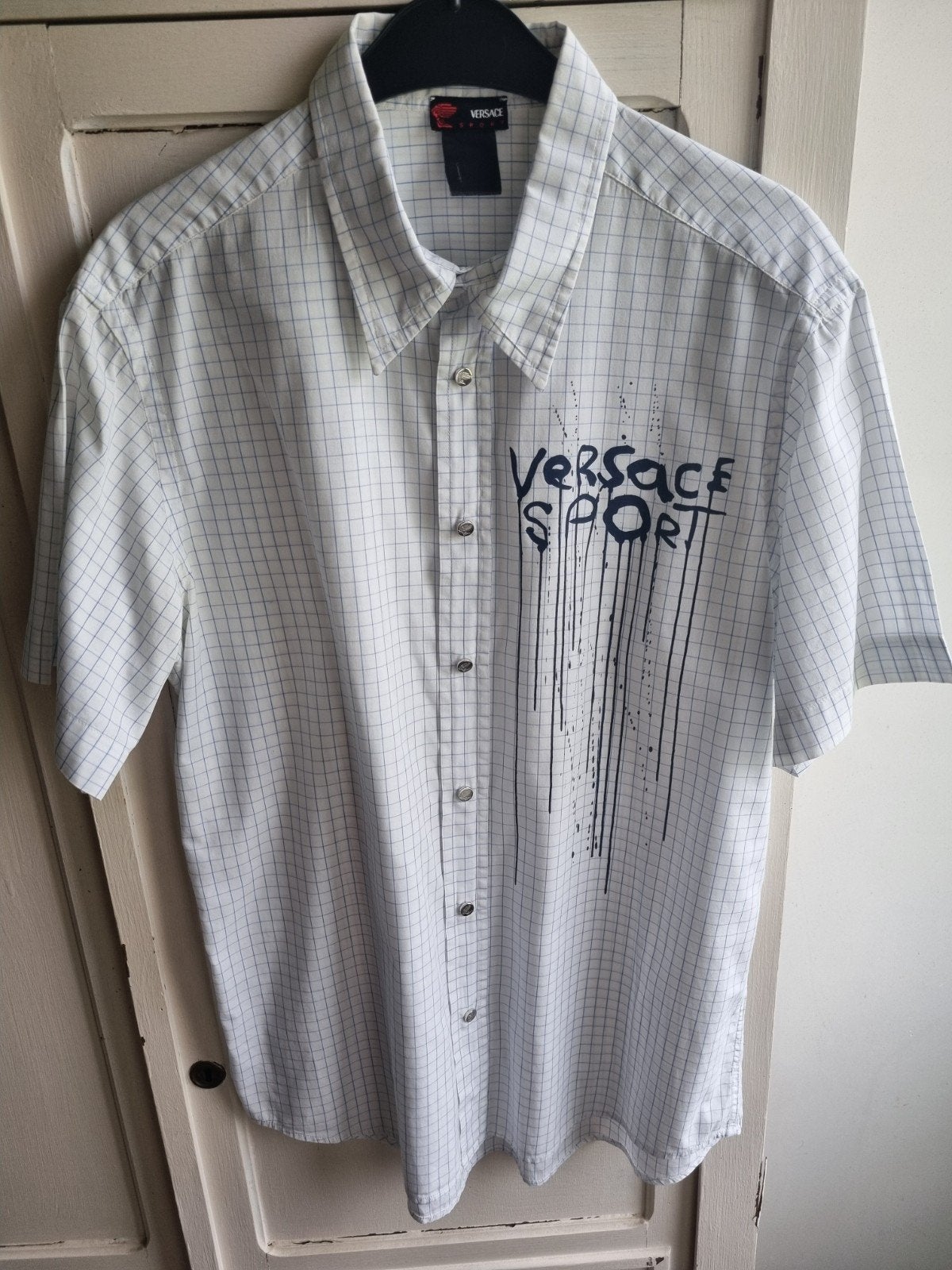 Versace Sport overhemd XL - Authenticity Guaranteed, Kleding | Heren, Overhemden, Wit, Versace Sport, Ophalen of Verzenden, Zo goed als nieuw