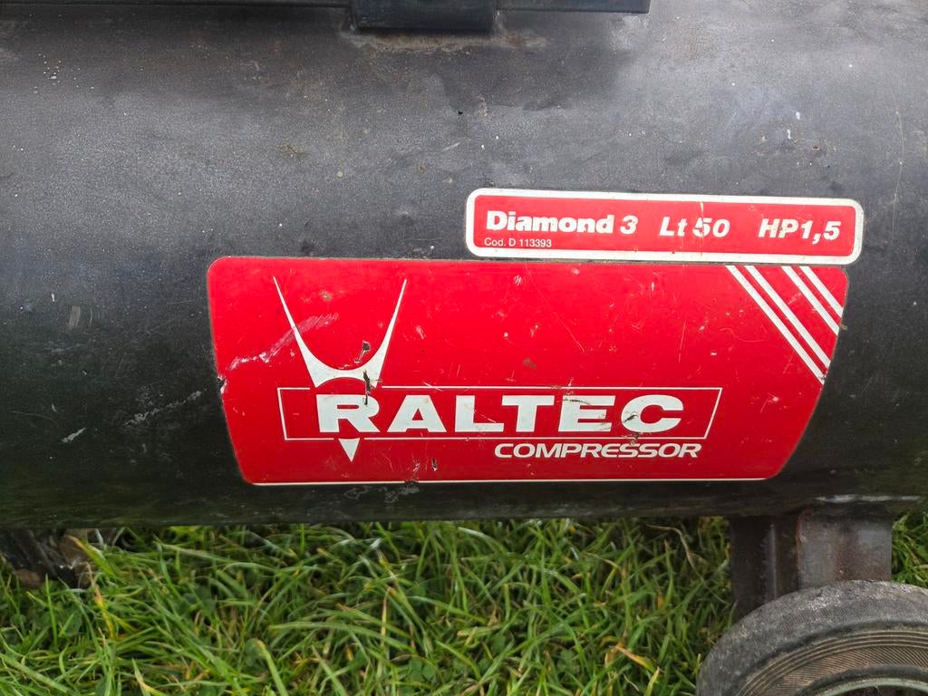 RALTEC Compressor Diamond 3 Lt 50 HP1,5, Doe-het-zelf en Verbouw, Compressors, Gebruikt, 6 tot 10 bar, Ophalen of Verzenden, Minder dan 200 liter/min