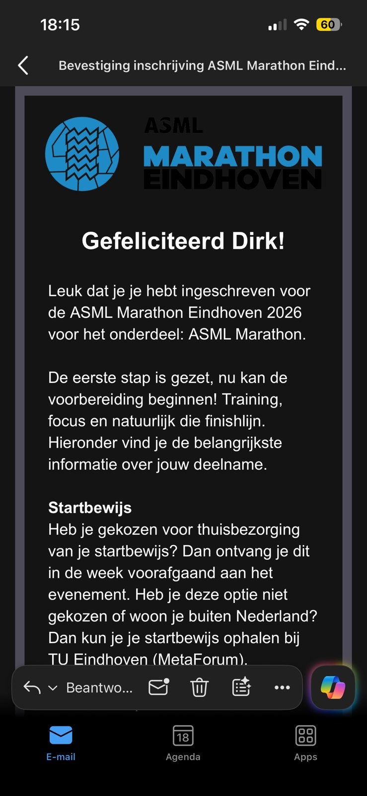 Kaartje ASML marathon Eindhoven, Eén persoon, Overige soorten