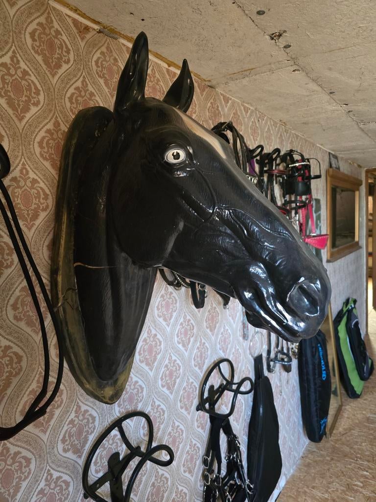 Vintage Paardenhoofd Wanddecoratie - Zwart, Ophalen, Kunststof, 50 - 100 cm, Zoogdier