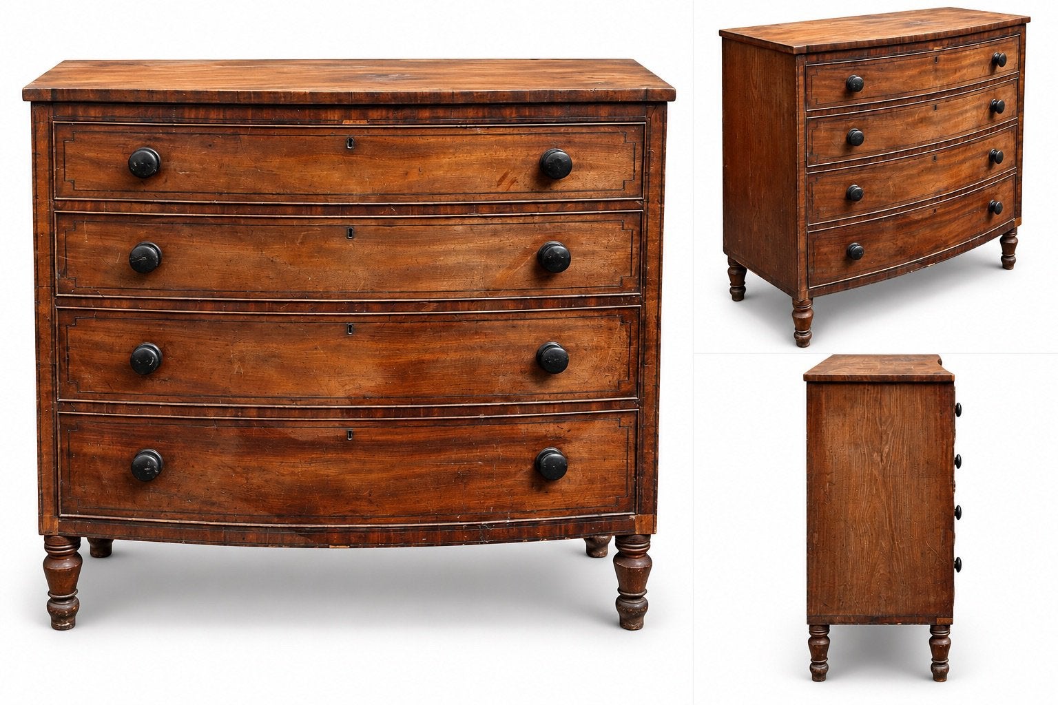 Antieke houten ladekast / commode – 4 laden, Ophalen, Gebruikt, 100 tot 150 cm, 100 tot 150 cm