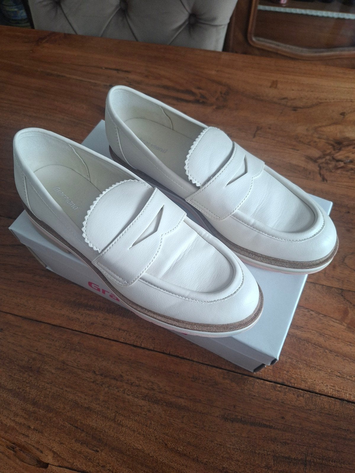 Witte leren penny loafers Graceland, maat 39, Ophalen of Verzenden