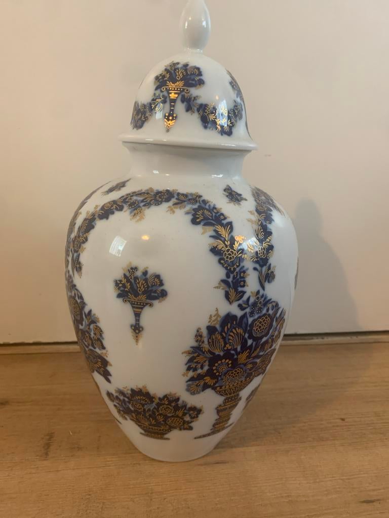 Prachtige Chinese Gemberpot met Blauw-Gouden Decoratie, Ophalen of Verzenden