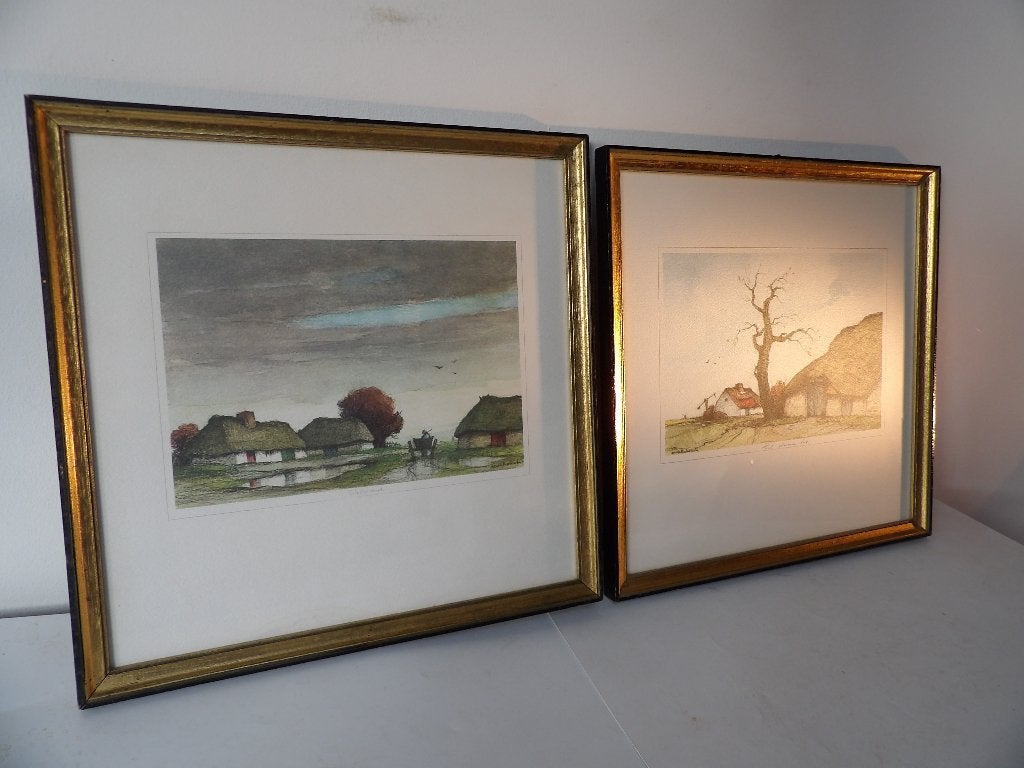 Set Litho's Dirk Baksteen 1886-1971, Ingelijst, Ophalen of Verzenden, Landschappen, Lithografie